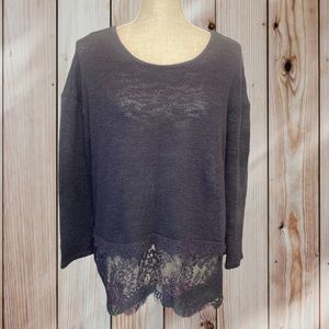 Eyeshadow Thin Sweater with Lace